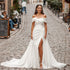 Elegant Off The Shoulder Satin Wedding Dresses with Side Slit